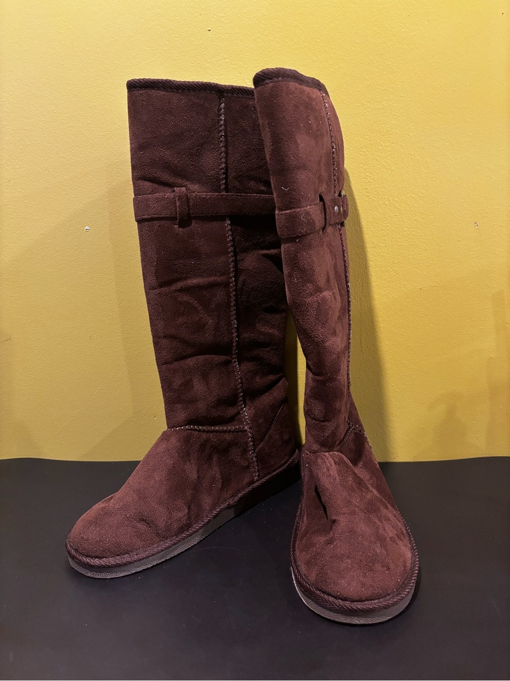 Women's Over-the-Knee Suede Boots in Dark Brown - Brand Unspecified